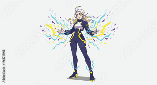 Female Superhero Character in Dynamic Pose.