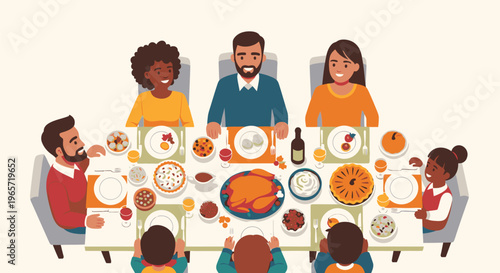 Family Gathering Around Dinner Table Together 16.