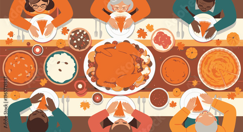 Family Gathering Around Dinner Table.