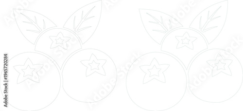 Minimalist Blueberry Outline Vector, Fresh Fruit Icon Set, Healthy Food Graphic Element, Berry Illustration for Packaging and Web Design