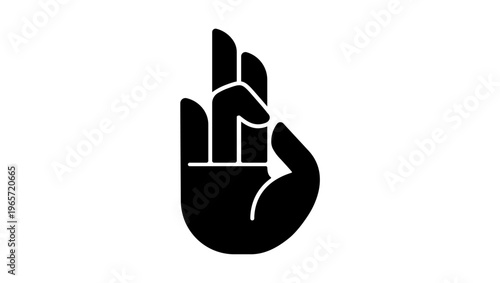Thumb and Ring Finger Mudras, black isolated silhouette