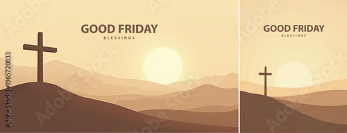 Elegant Good friday with cross background, Good friday holy week background for banner and social meida template