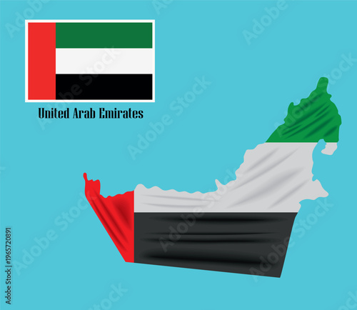 United Arab Emirates Map with National Flag Colors for National Day