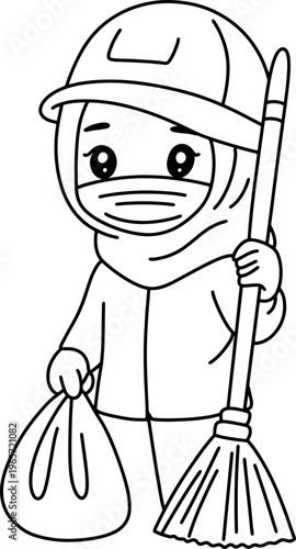 Cute Female Cleaning Service Worker