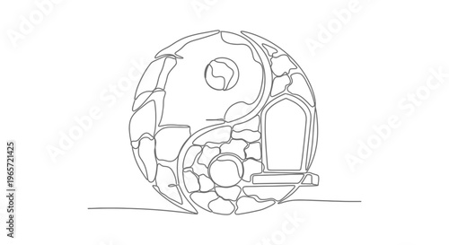 Line drawing of a globe model.