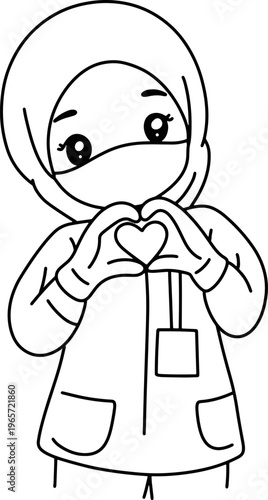 Cute Female Doctor Heart Gesture