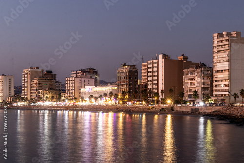Evening view of Sidon town seaside, Lebanon