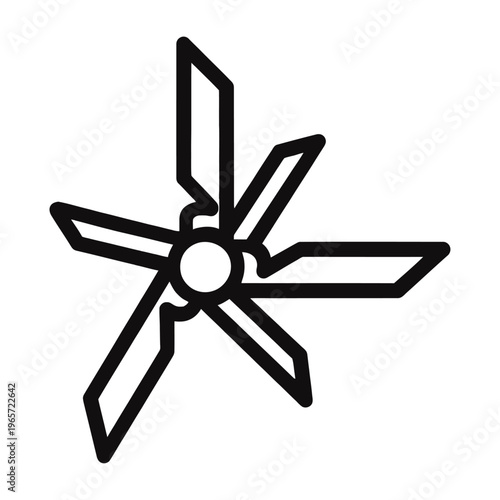 Vector of a rotating fan with sharp blades