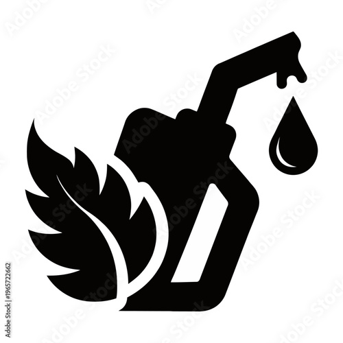Vector icon of a fuel can with a leaf