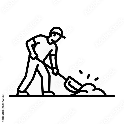 Vector of a man shoveling dirt on a construction site