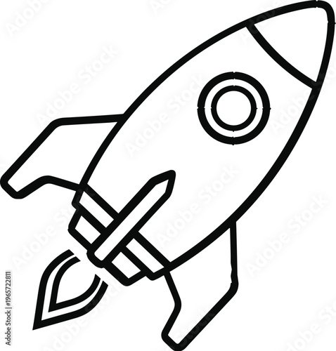 Minimal Rocket Icon with Tail Flame for Spacecraft, Technology, and Exploration Designs