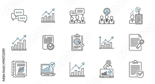 Business infographics and data analysis icons.