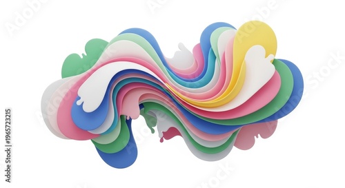Vibrant colorful swirling paper design element.
