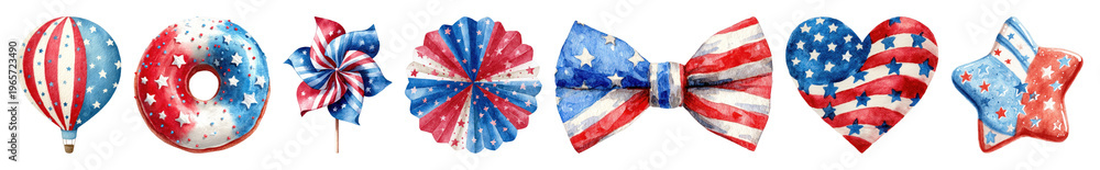 Fototapeta premium PNG Patriotic festive decorative elements on transparent background