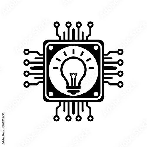 Innovative Technology Concept with Light Bulb on Circuit Board Design
