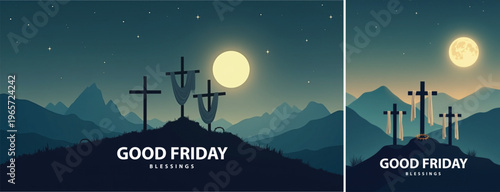 Elegant Good friday with cross background, Good friday holy week background for banner and social meida template