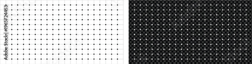 Optical illusion grid with black dots on white and white dots on black