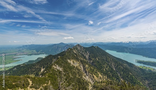 Wallpaper Mural View of Lake Kochel and Lake Walchen from Herzogstand peak, Alpine Foreland, Upper Bavaria, Bavaria, Germany Torontodigital.ca