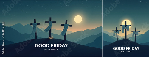 Elegant Good friday with cross background, Good friday holy week background for banner and social meida template