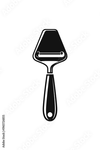 Black silhouette of a paint scraper with a triangular blade and handle on a white background, useful for DIY and home improvement projects.