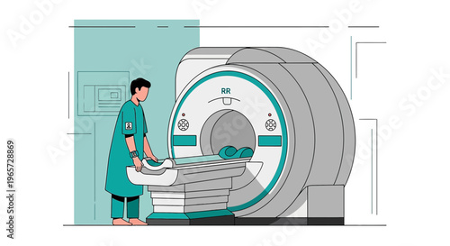 Doctor Operating MRI Scanner for Medical Examination