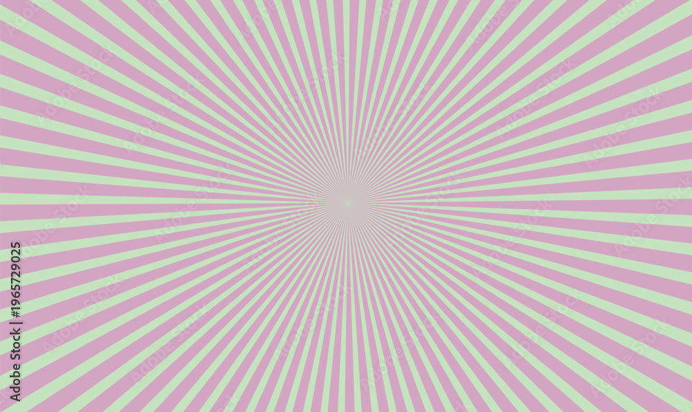 Fototapeta premium Pastel Pink and Green Sunburst Radial Rays Vector Background for Retro Pop Art Comic Poster Design
