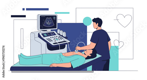 Doctor Performing Ultrasound Examination on Patient Lying Down, Medical Technology