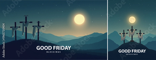 Elegant Good friday with cross background, Good friday holy week background for banner and social meida template