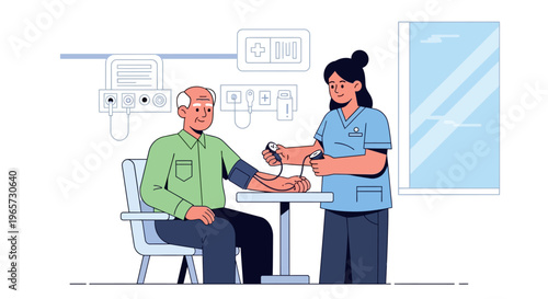 Doctor Checking Senior Patient Blood Pressure