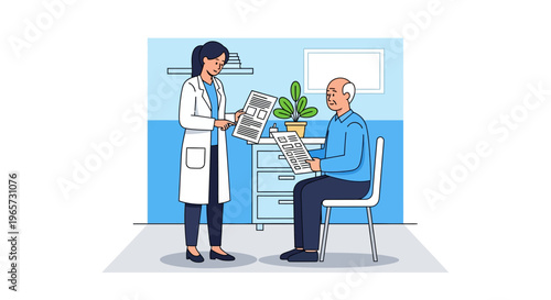 Doctor Consulting With Senior Patient in Clinic