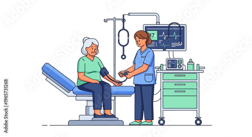 Doctor Examining Senior Woman in Modern Clinic