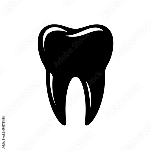 Dental health concept with a single molar tooth icon on white background for medical and educational purposes clearly shown