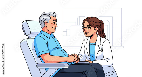 Female Physician Consulting Elderly Patient in Clinic