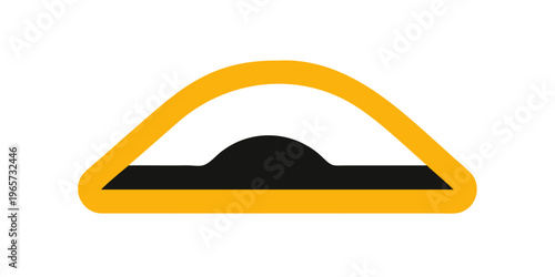 Road speed limit device, bright colors, placed on a highway.
