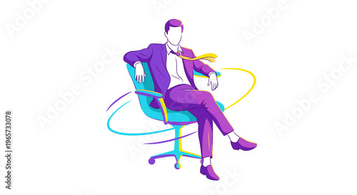 Businessman in suit sitting on office chair vector illustration