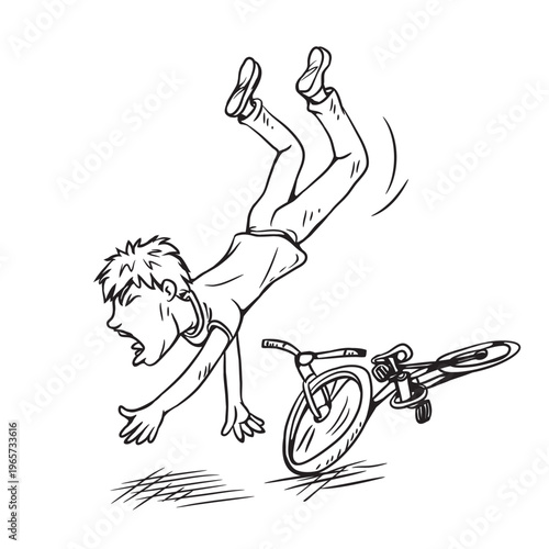 Child Bike Accident Vector Image.
