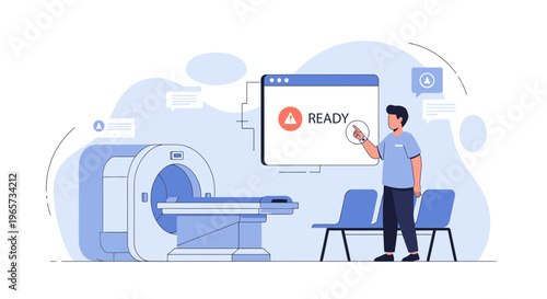 Doctor Ready for Medical Scan, CT MRI Machine, Patient Care Technology