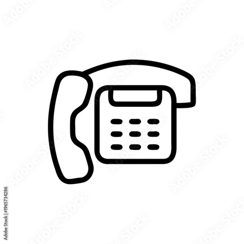A simple black line art illustration of a landline telephone on a white background