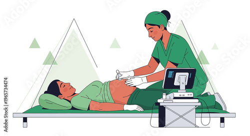 Doctor Performing Ultrasound on Pregnant Woman, Medical Examination, Healthcare Concept