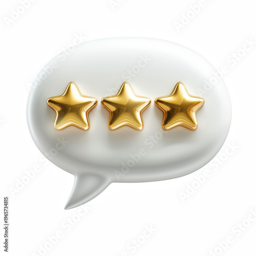 Speech bubble with gold star rating isolated on transparent background