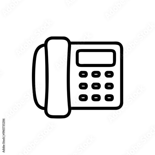 A simple black and white illustration of a landline telephone