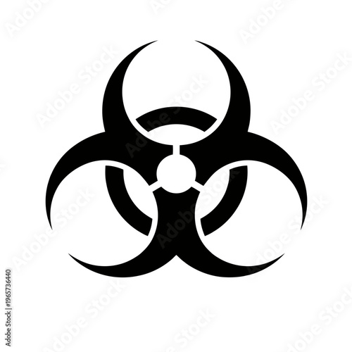 Biohazard symbol on white background, warning sign for biological hazards and dangerous substances