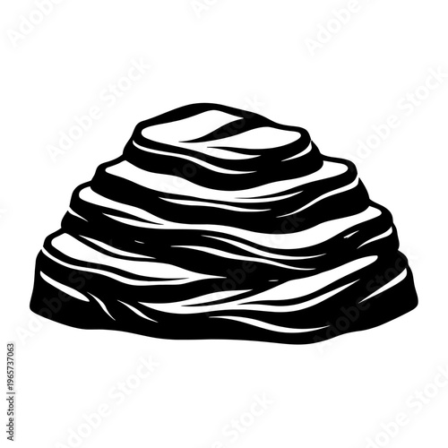 Black and white illustration of a pile of dung on a white background