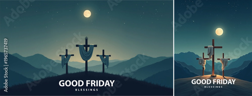 Elegant Good friday with cross background, Good friday holy week background for banner and social meida template