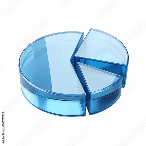 Blue pie chart icon isolated on transparent background
