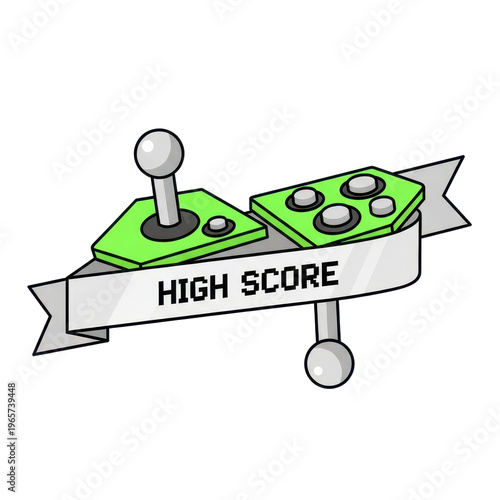Retro high score gaming joystick badge