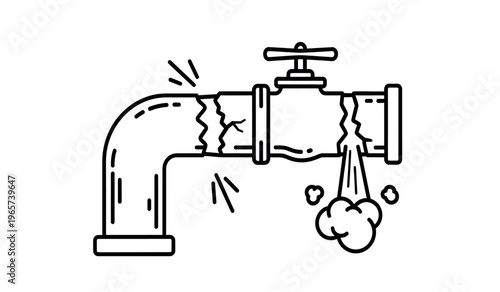 Leaky faucet with water spraying out and dropping from the pipe