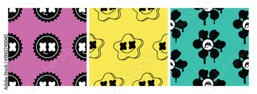 Retro poster with graphic elements of geometrical shapes vector. Trendy Y2k backgrounds for posters, prints, invitations or cards.
