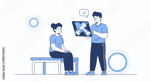 Doctor Shows X-ray to Patient, Medical Consultation, Bone Health Check
