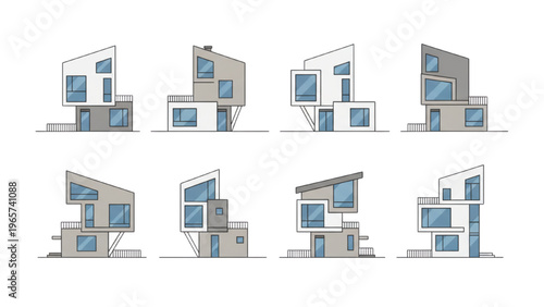 Architectural designs of modern homes showcasing contemporary elements and diverse styles